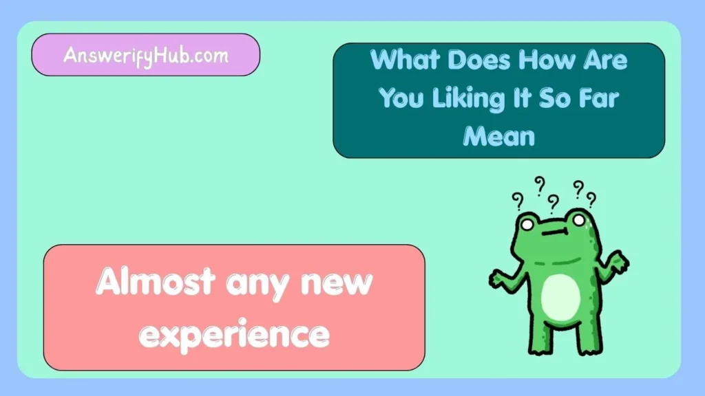 What Does How Are You Liking It So Far Mean